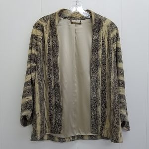 Diane von Furstenberg "River" Cheetah Print Striped Leather Jacket